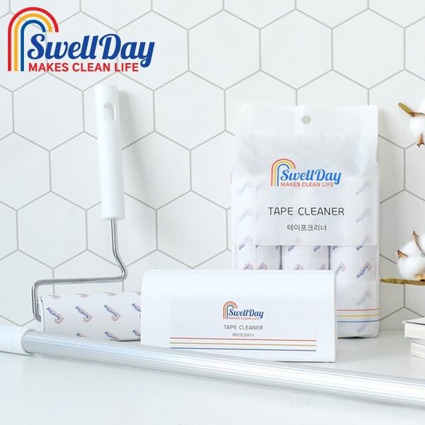 사선컷팅 테이프크리너 7종 (핸들+거치대+밀대+리필4P)