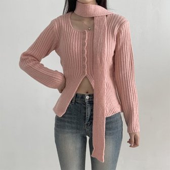 신세계라이브쇼핑 [옷자락] 여자 슬림핏 앞트임 버튼 롱타이 골지 니트 가디건