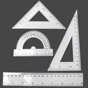 도면 각도기 학생 제도용 삼각자 세트 4P 각도기 삼각