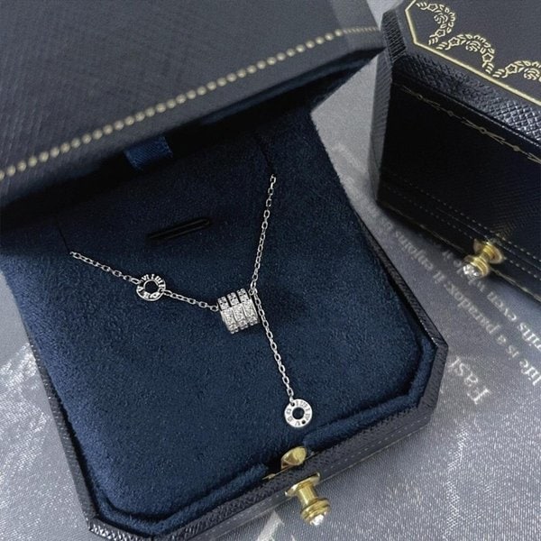 [옷자락] 여자 트리플 영롱 미니큐빅링 실버 목걸이