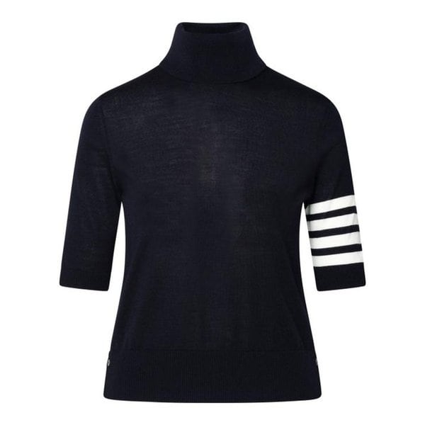 파인 메리노 4바 릴렉스드 숏슬리브 터틀넥 니트 FKA434A Y1014 415 NAVY DOM