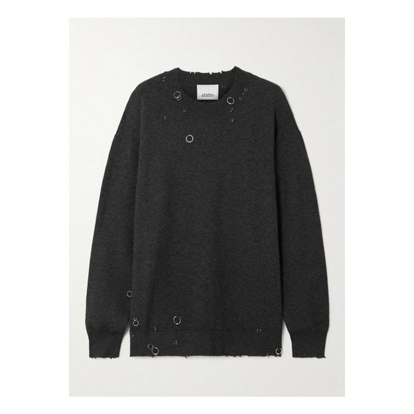 카산드라 장식 디스트레스 니트 스웨터 앤트러사이트 46376663162944488