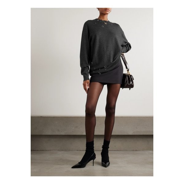 카산드라 장식 디스트레스 니트 스웨터 앤트러사이트 46376663162944488