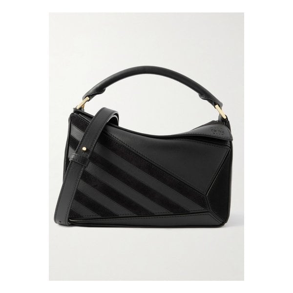 퍼즐 스몰 스웨이드 트리밍 가죽 숄더 백 블랙 46376663162858923