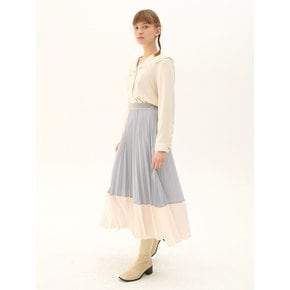 Pleats Layered Long Skirt_light purple