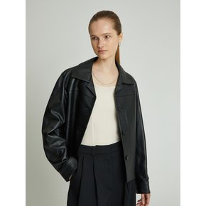 [ESSENTIAL] Bari Crop Leather Jacket