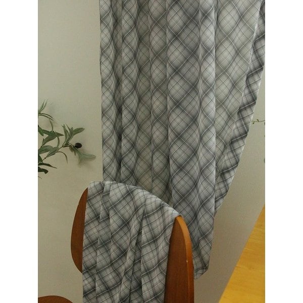 국내제작 빈티지 감성 체크  쉬폰 시어 커튼 패브릭 포  스터 가리개