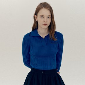 OPEN COLLAR KNIT_BLUE