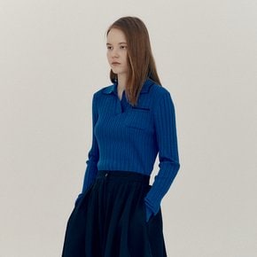 OPEN COLLAR KNIT_BLUE