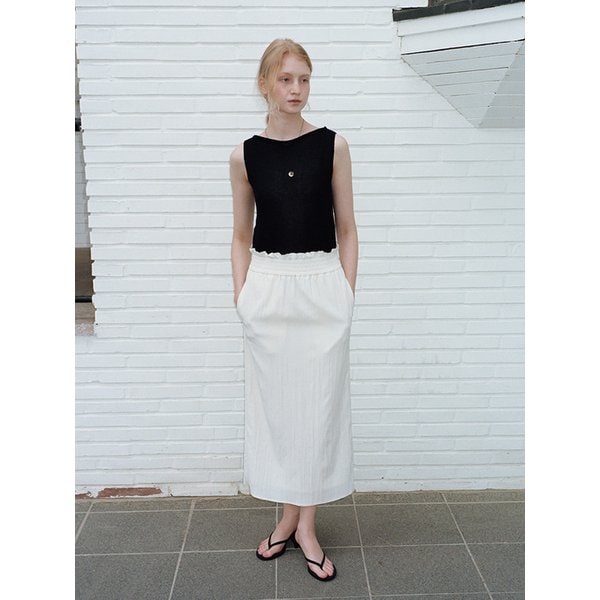Ruffle Banding H-line Skirt (Ivory)