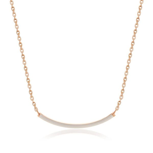 [비앤비골드] 14K 화이트 에나멜스틱 스마일 실체인목걸이 MNN38777