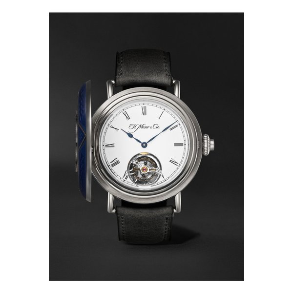 에이치모저앤씨 헤리티지 투르비용 18K 화이트 골드 가죽 46mm 시계 1647597283800135