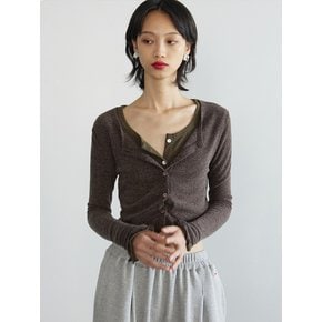 ANGORA WOOL BLEND CARDIGAN BROWN