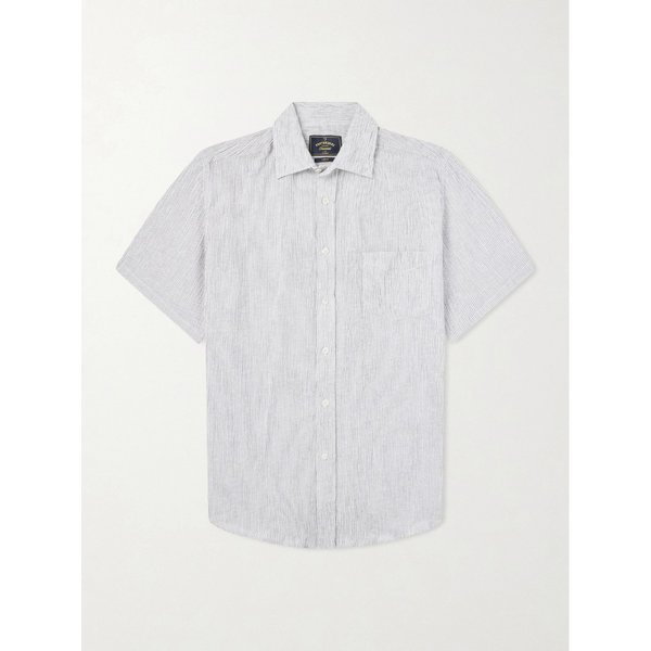 포르투기스 플란넬 아론 스트라이프 코튼 리넨 블렌드 셔츠 46376663163010581