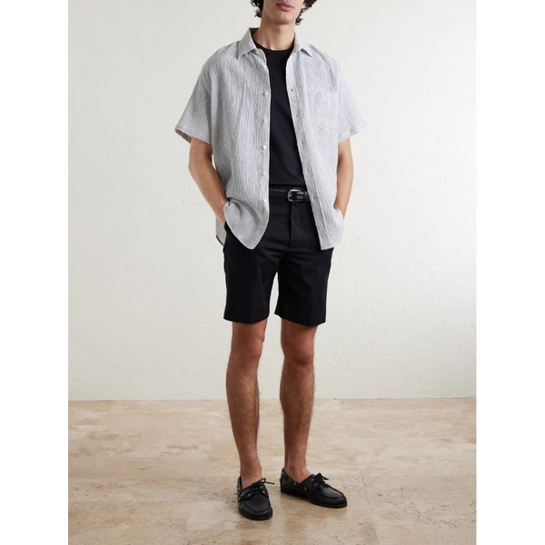 포르투기스 플란넬 아론 스트라이프 코튼 리넨 블렌드 셔츠 46376663163010581