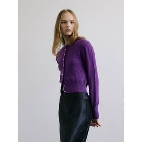 PEARLY BUTTON WOOL CARDIGAN / PURPLE