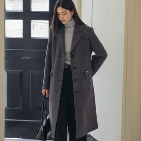 Herringbone twill standard fit wool coat_Charcoal