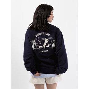 SURFS UP PENGUIN SWEATSHIRT (PEONY NAVY)