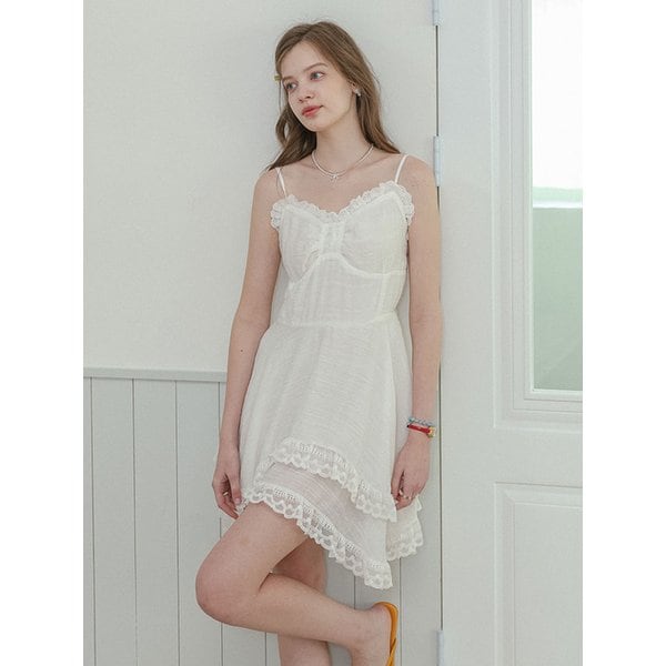 DD_Lace frill slip mini dress_WHITE