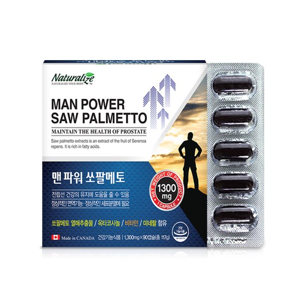 맨파워 쏘팔메토 옥타코사놀 아연 1200mg 90캡슐 로르산 남성 건강기능식품