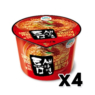  유어스 틈새라면 컵라면 매운맛 큰컵 105g x 4개