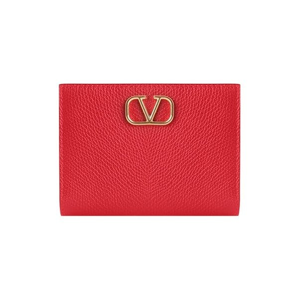 V로고 지퍼 카드 지갑/레드/XW2P0X34SNP JU5