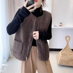 여성 여자 양털 조끼 베스트