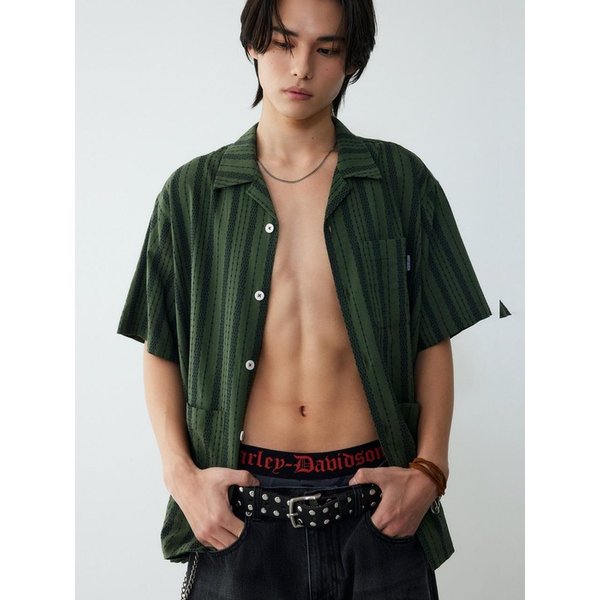 할리 스트라이프 셔츠  그린 HH16110051