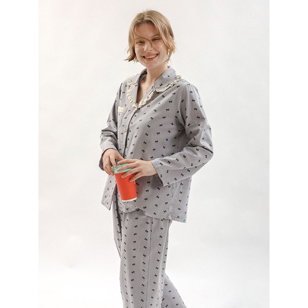 MJ_Lovely frill lace collar pajama two-piece set_2color