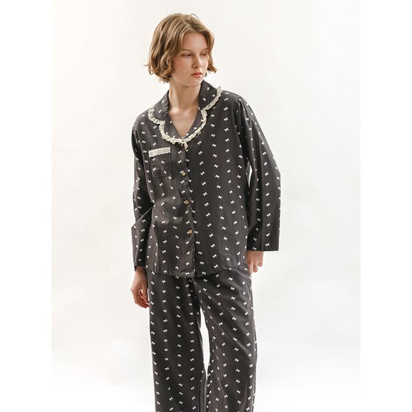 MJ_Lovely frill lace collar pajama two-piece set_2color