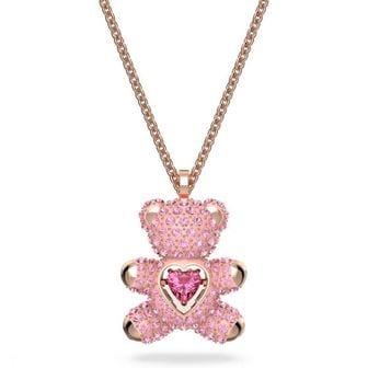  스와로브스키 테디 목걸이 Teddy 여성 Bear Pendant 핑크 Zirconia 크리스탈s 5642976 Stainless