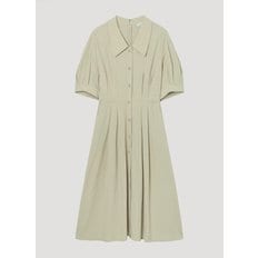 스탠다드 카라 셔링 롱 원피스