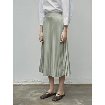 로에일 SATIN PLEATS LONG SKIRT_KHAKI