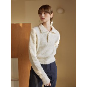 Foam bookle 3 button knit - ivory