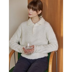 Foam bookle 3 button knit - ivory