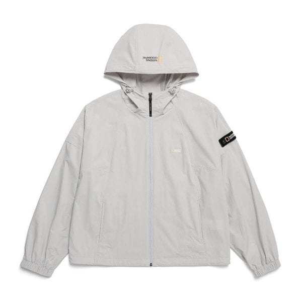 [여주점] N242WFT160 여성 데일리 경량 우븐 후드 세미 크롭 집업 아이스 그레이