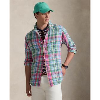 폴로 랄프 로렌 남성 클래식핏 플래드 슬러브 리넨 셔츠(MNPOWOV16824872650)