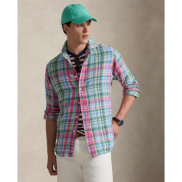 남성 클래식핏 플래드 슬러브 리넨 셔츠(MNPOWOV16824872650)