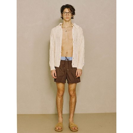 파도서울 Cable Cotton Knit Collar Cardigan Ivory