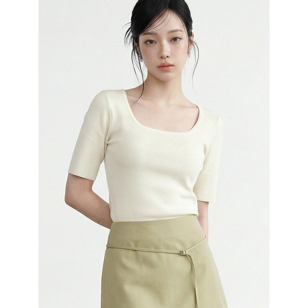 립 슬리브 스퀘어 니트 탑_T611TP138