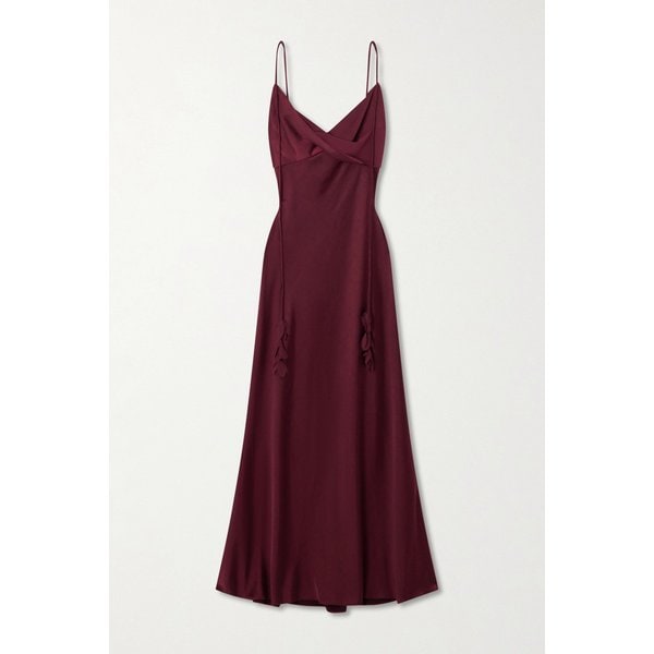 조르제트 트림 드레이프 새틴 미디 원피스 46376663162953079