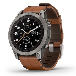 가민fenix 7 Pro Sapphire Dual Power Ti Carbon GrayChestnut Leather Band