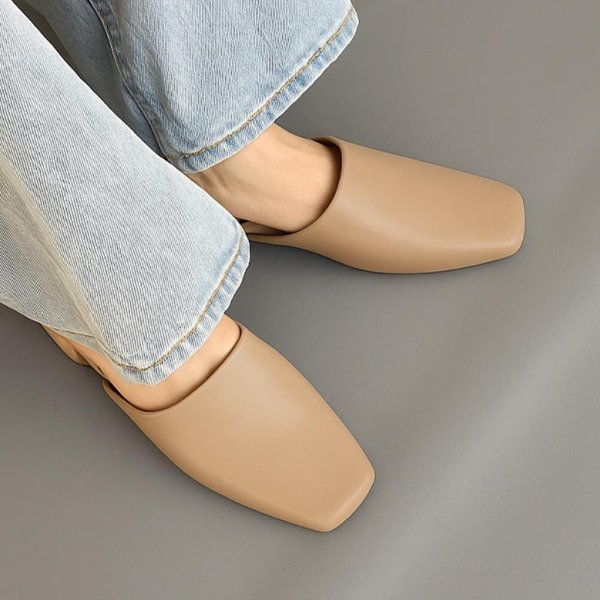 [옷자락] 여성 베이직 무지컬러 사각앞코 뮬 샌들 블로퍼