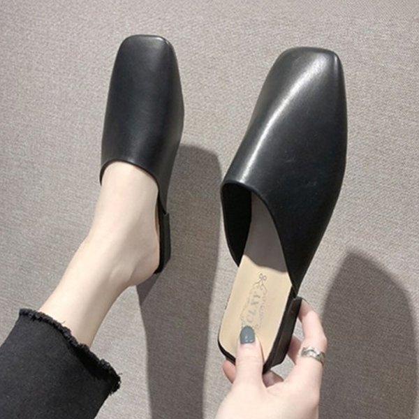 [옷자락] 여성 베이직 무지컬러 사각앞코 뮬 샌들 블로퍼