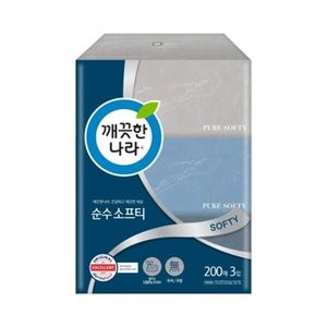 오너클랜 깨끗한나라 순수소프티 미용티슈 1팩 200매x3입