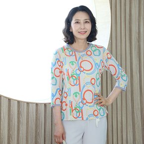 T57554 써클패턴 7부 사방스판티 50대 엄마옷