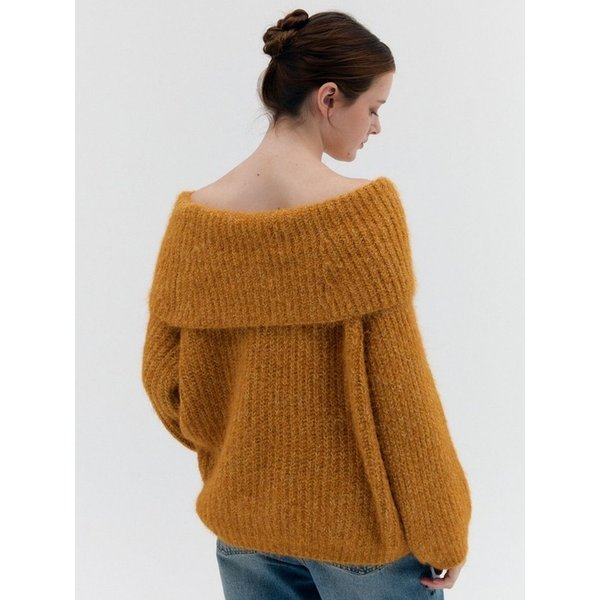 mohair off shoulder knit_yellow