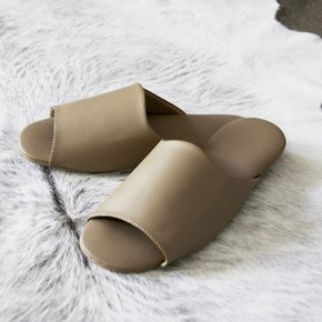 Classy leather open toe slipper(Raw umber)