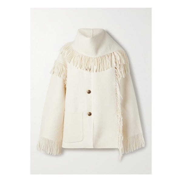 드레이프 프린지 울 혼방 재킷 화이트 46376663162898810