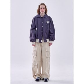 Overfit color scheme point SOME logo collar jacket jumper [gray]